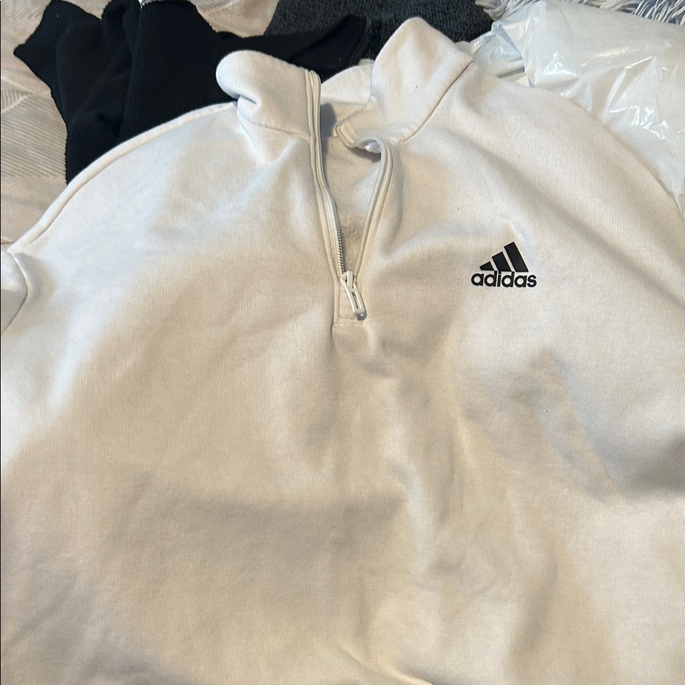 Adidas White Half-Zip Pullover